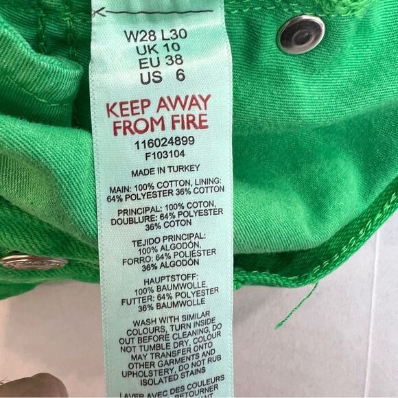 Topshop Green Jeans size W28 L32 US 6 - Picture 7 of 11